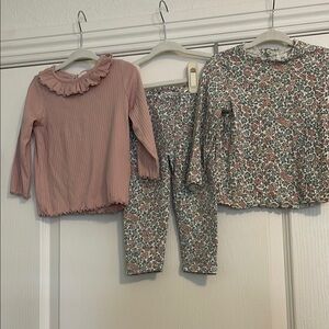 Pink Ruffle Top and Floral Outfit Set